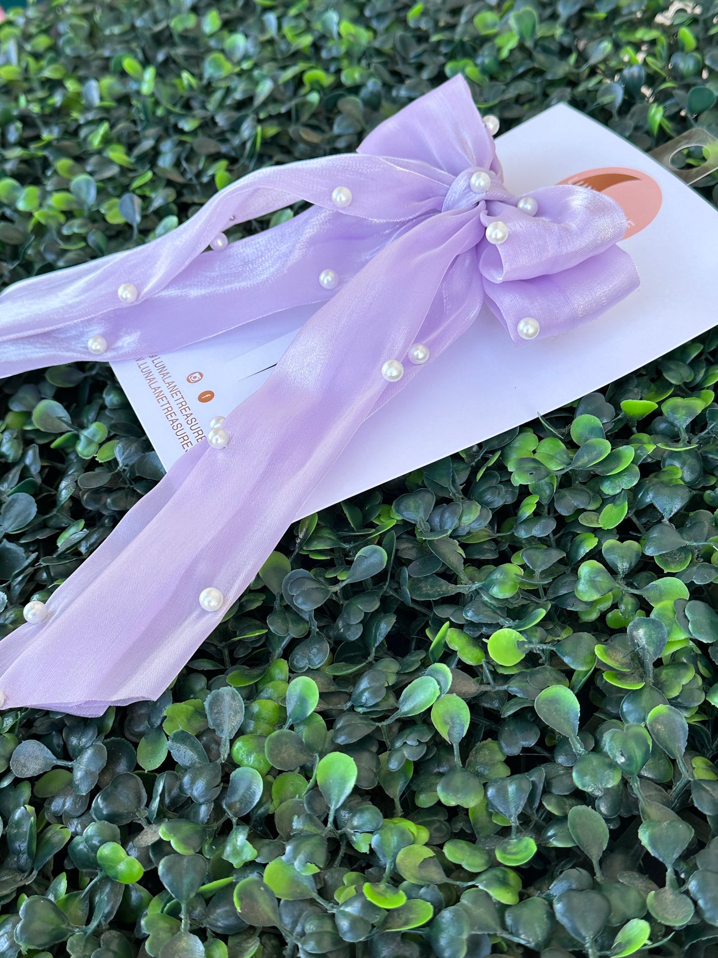 Lavender Pearls Coquette Hair Bow