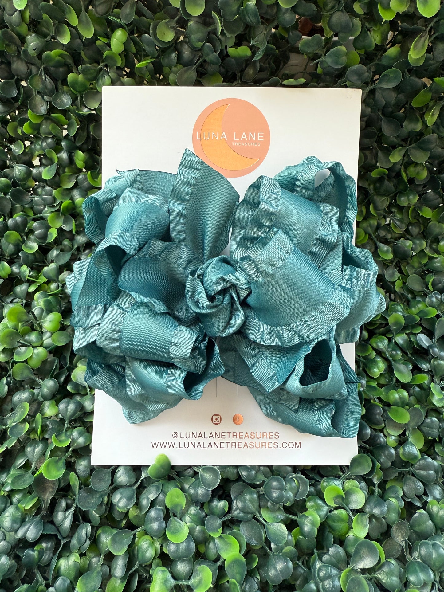 Teal Ruffle Bow