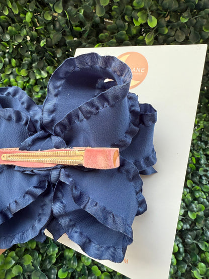 Navy Ruffle Bow