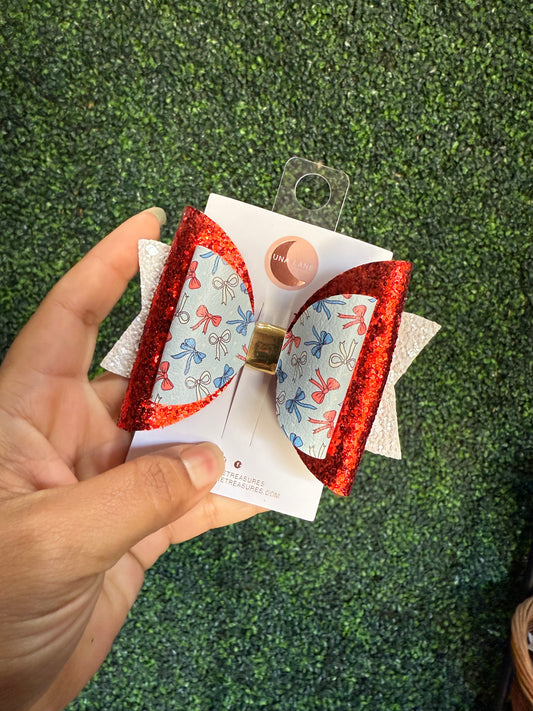 4th of July Bow Print Hair Bow