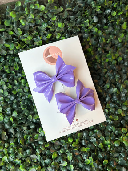 Lavender Iris Bow Pigtails