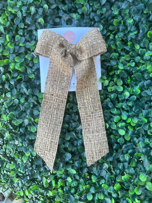 Burlap khaki Coquette Hair-bow