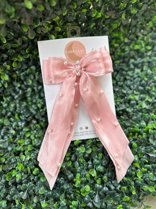 Pink Pearls Coquette Hair Bow