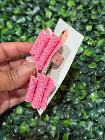 Neon Pink Glitter Bow Pigtails