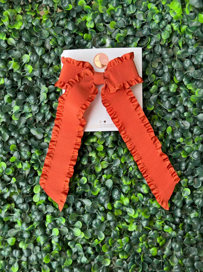 Rust Ruffle Coquette Hair-bow