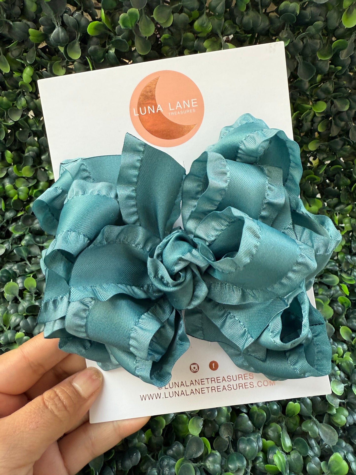 Teal Ruffle Bow