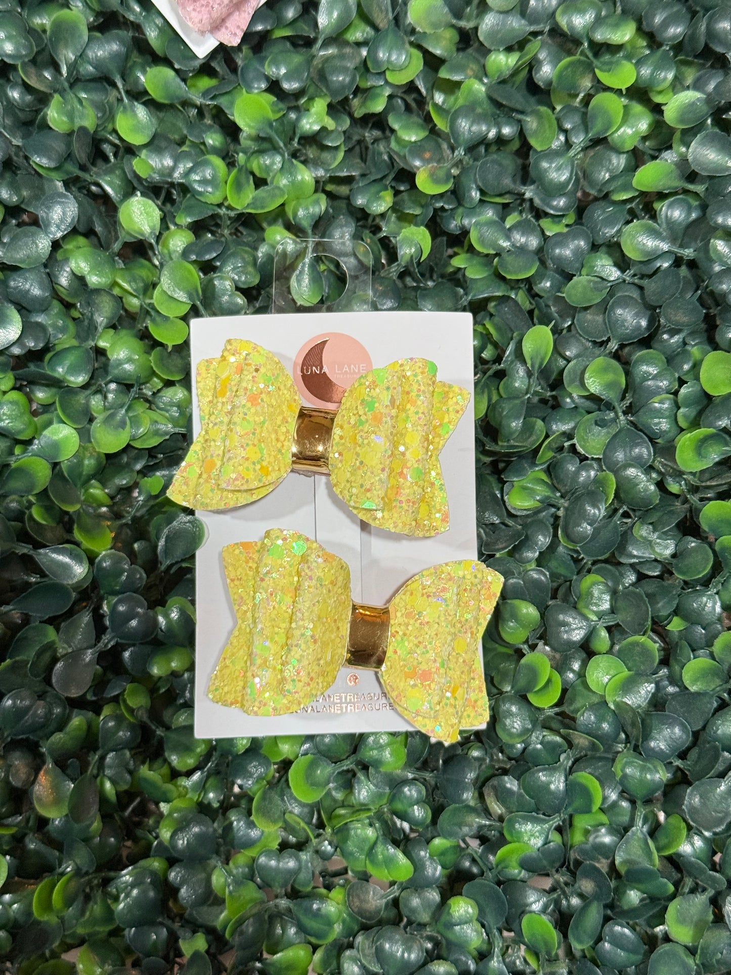 Yellow Glitter Bow Pigtails