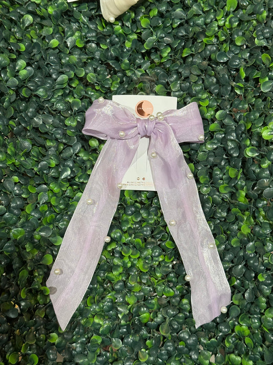 Single Pearl Purple Coquette Hair-bow