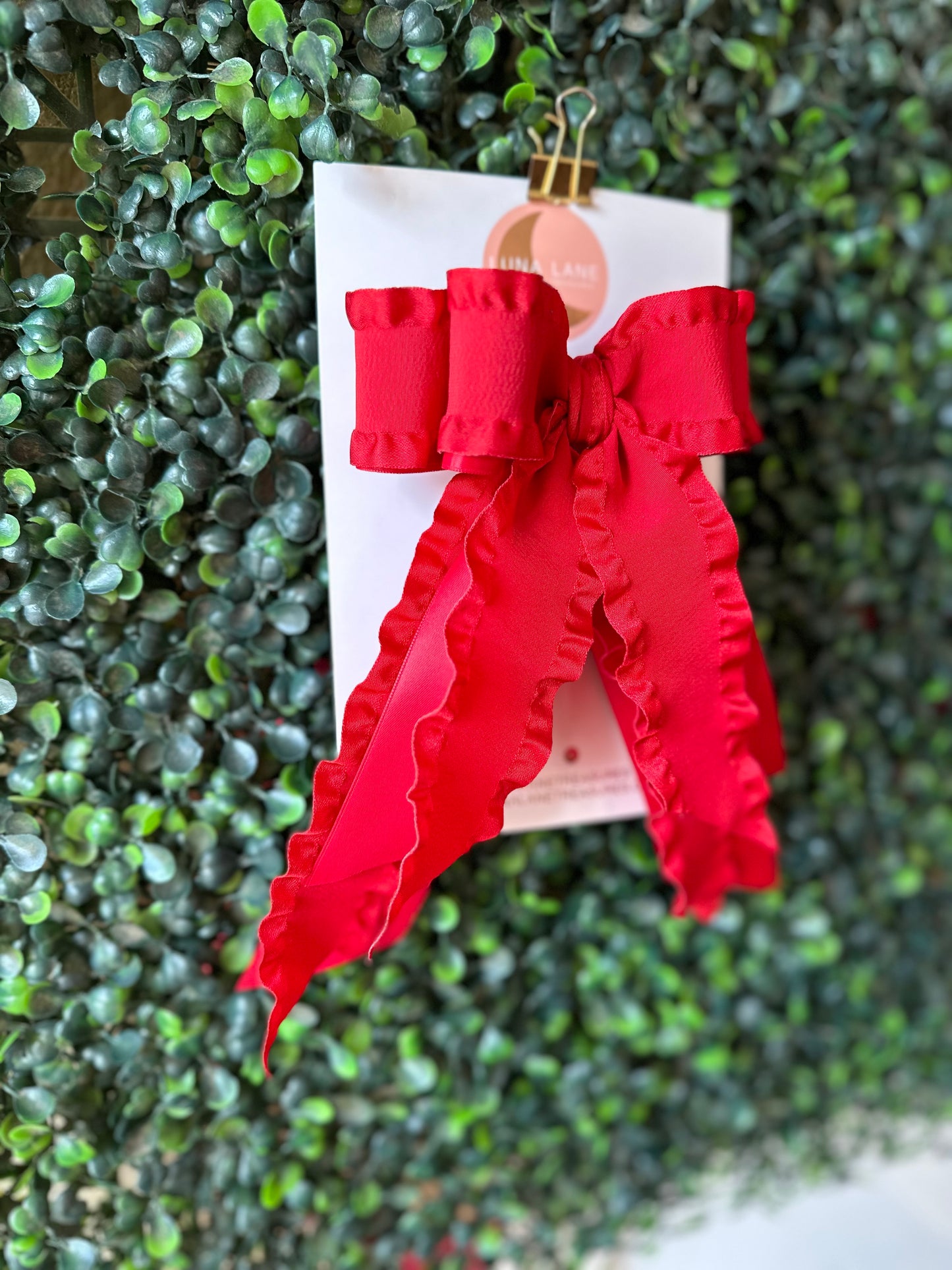 Red Ruffle Coquette Hair Bow