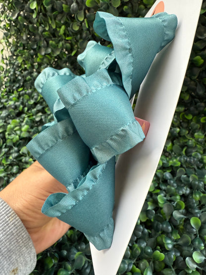 Teal Ruffle Bow