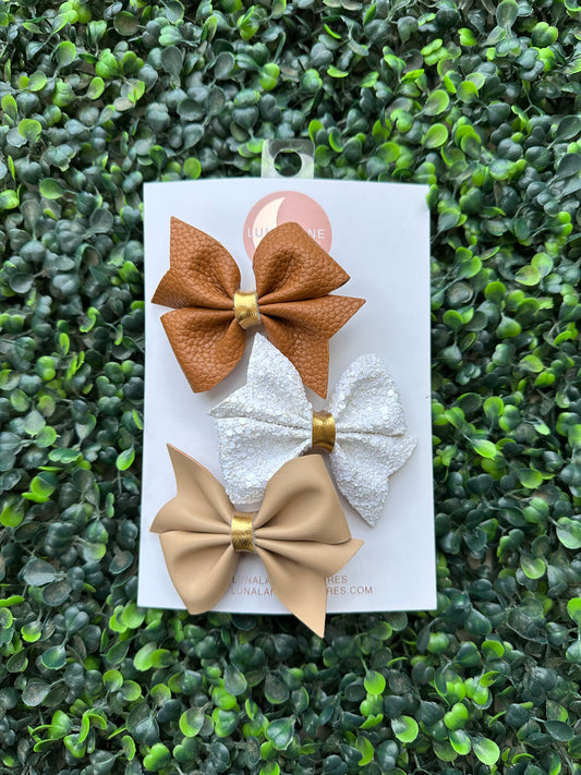 Neutral spike hair bow set