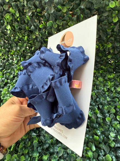 Navy Ruffle Bow