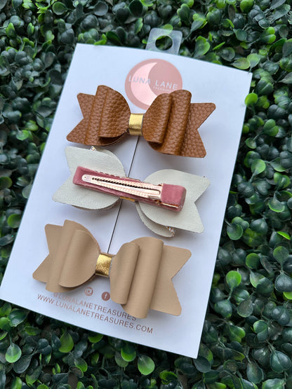 Neutral Bella Bows 3pc set