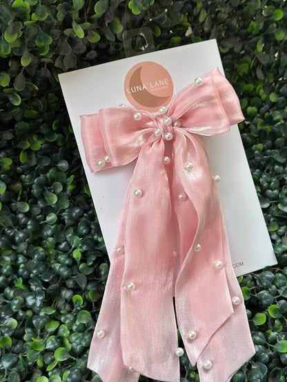 Pink Pearls Coquette Hair Bow