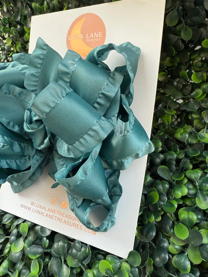 Teal Ruffle Bow