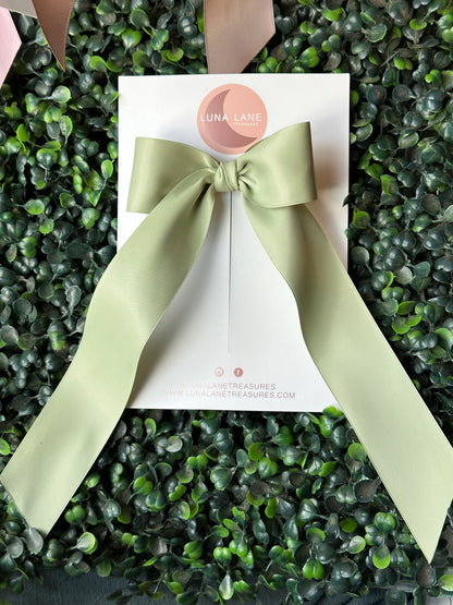 Sage Coquette Hair Bow