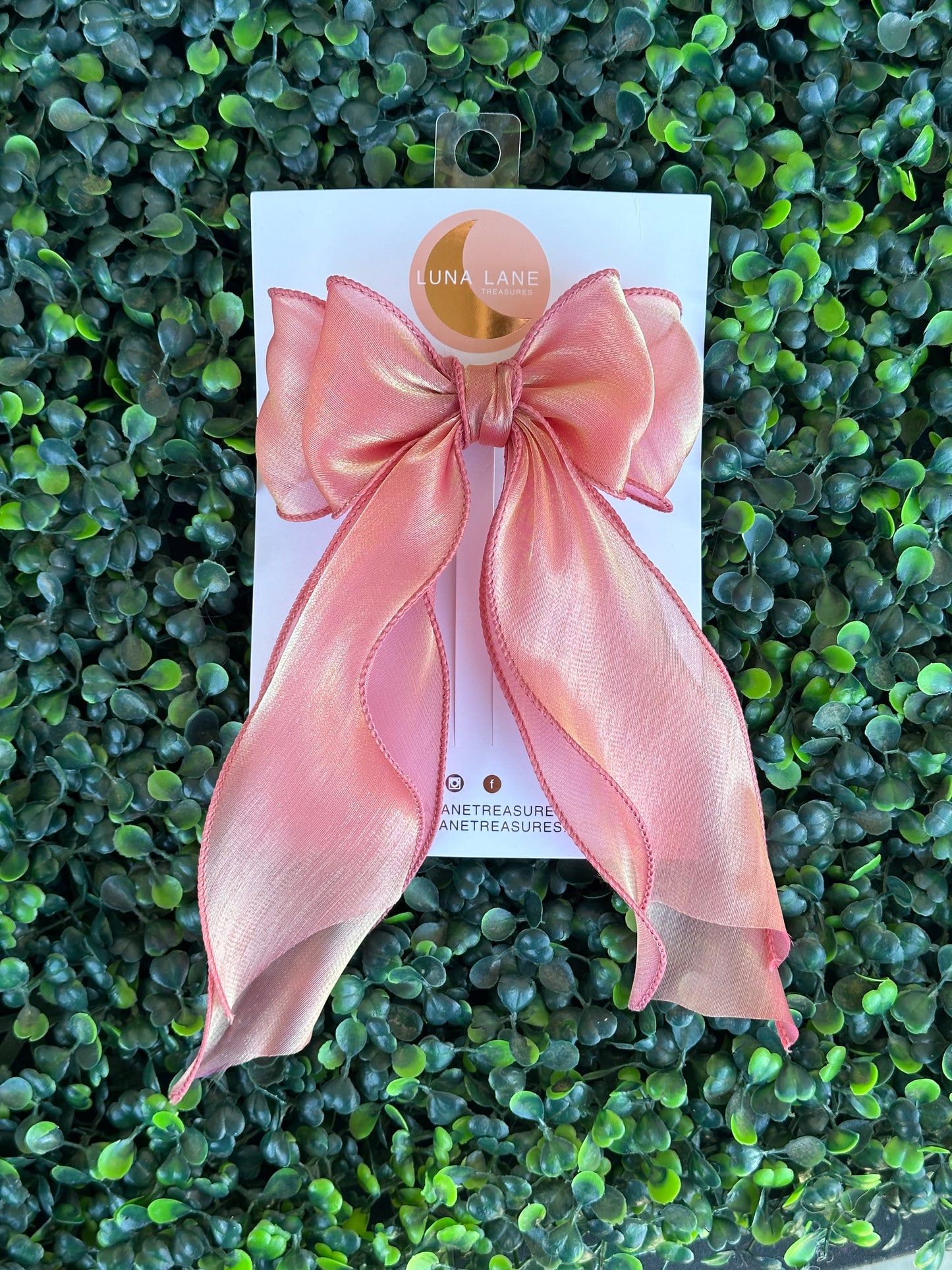 Coral Shimmer Coquette Hair Bow