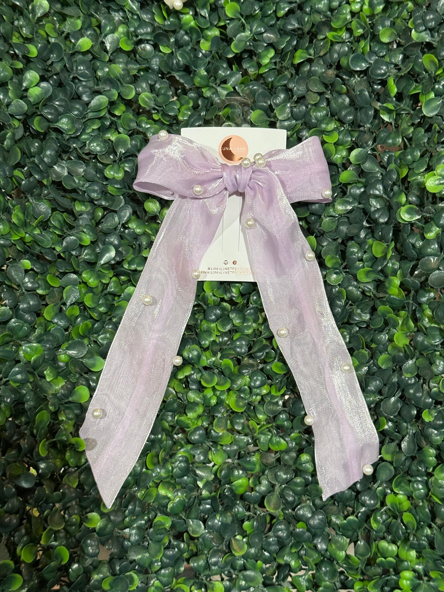 Single Pearl Purple Coquette Hair-bow
