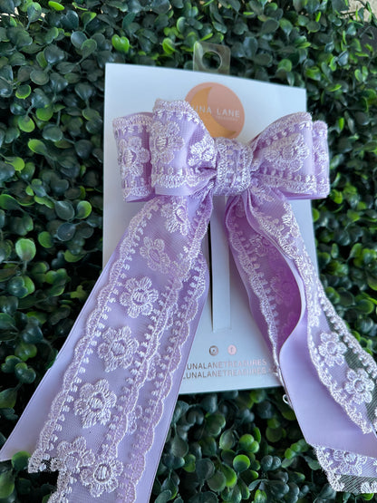 Lavender Lace Coquette Hair Bow