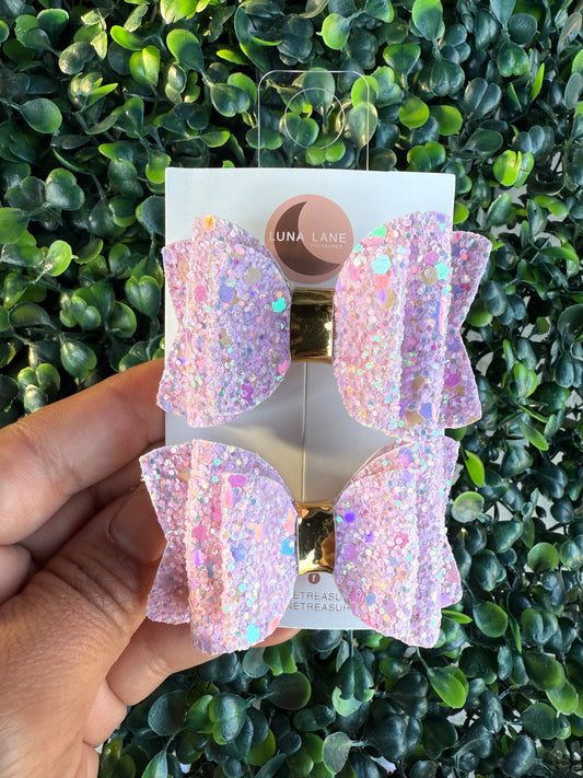 Light Pink Purple Mix Bow Pigtails
