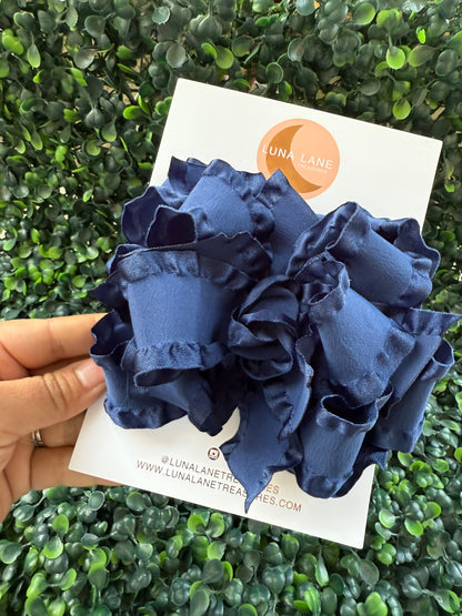 Navy Ruffle Bow