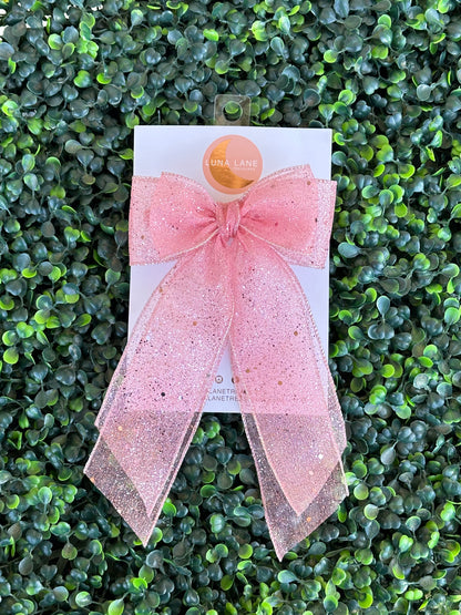 Pink Glitter Coquette Hair Bow