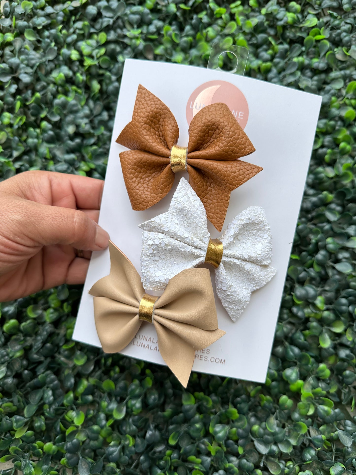 Neutral spike hair bow set