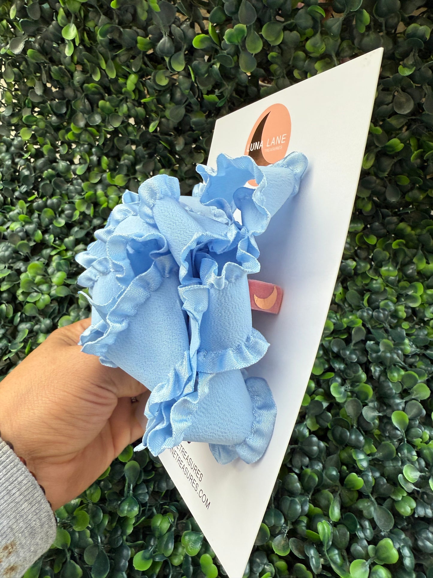 Dusty Blue Ruffle Bow