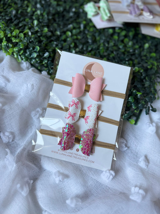 Pink bow set