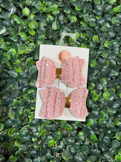 Baby Pink Glitter Bow Pigtails