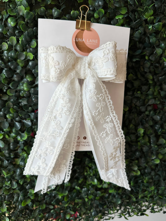 White Lace Coquette Hair Bow