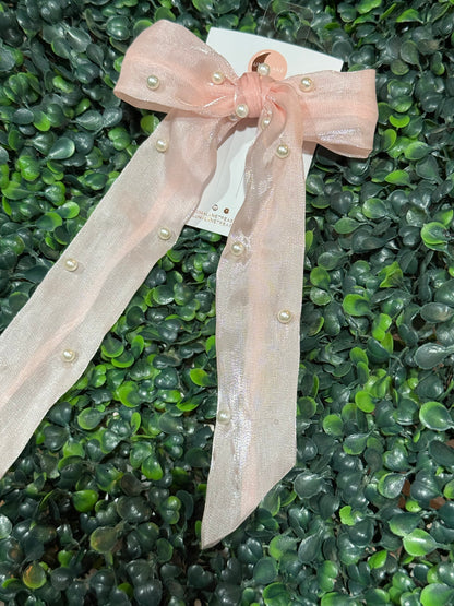 Single Pearl Pink Coquette Hair-bow