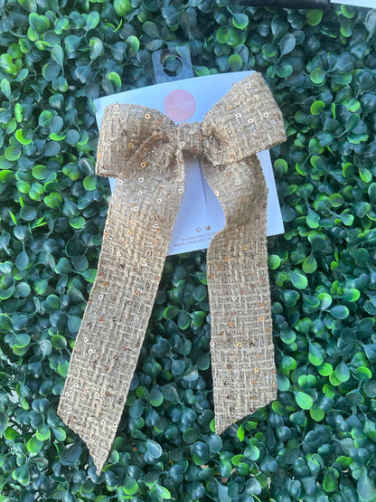 Burlap khaki Coquette Hair-bow