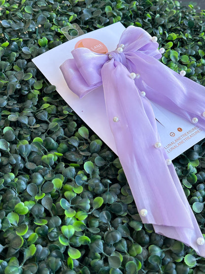 Lavender Pearls Coquette Hair Bow