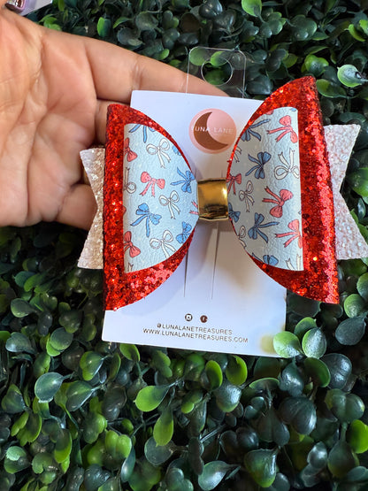 4th of July Bow Print Hair Bow
