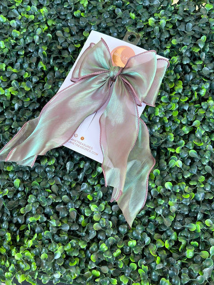 Purple Green Coquette Hair Bow