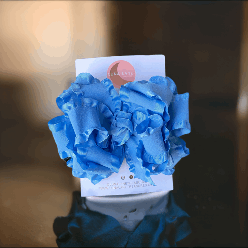 Antique Blue Ruffle Bow