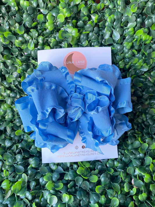 Antique Blue Ruffle Bow