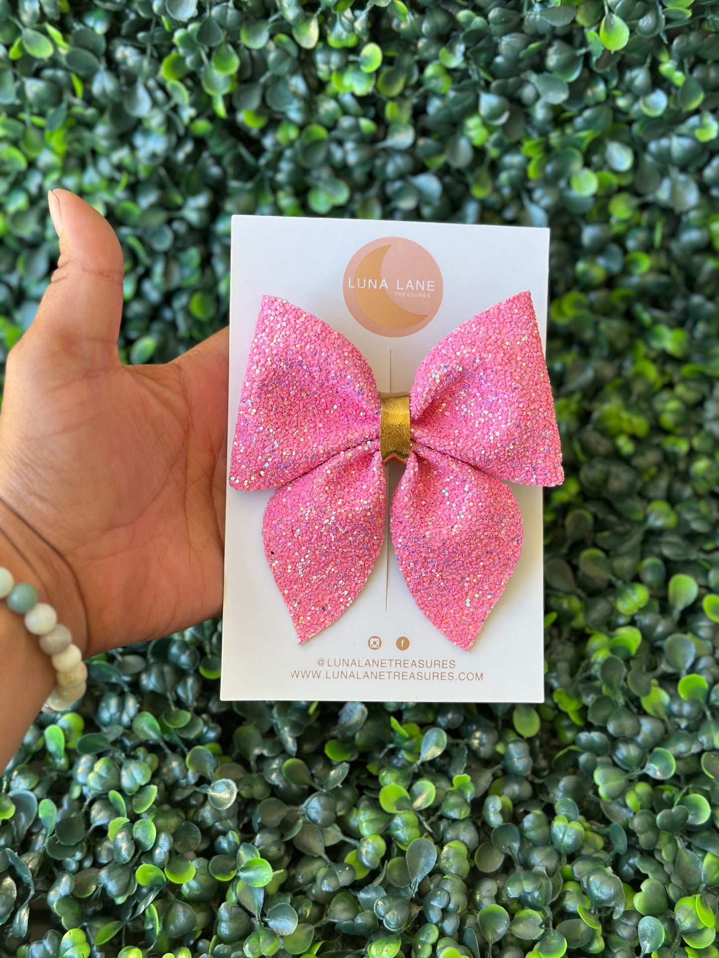 Glitter Pink Sailor Bow