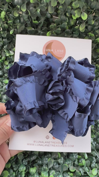 Navy Ruffle Bow