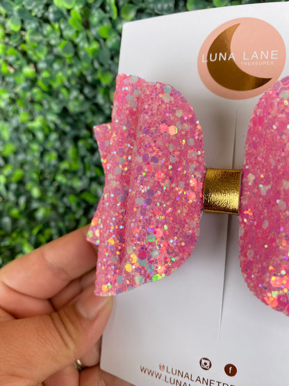 Glitter Shocking Pink Bow