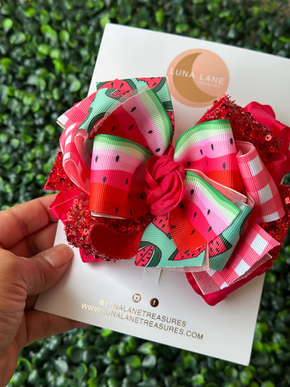 Watermelon Ruffle Bow