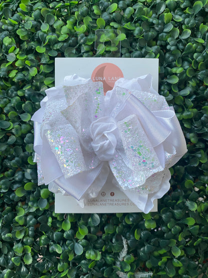 White Ruffle Bow