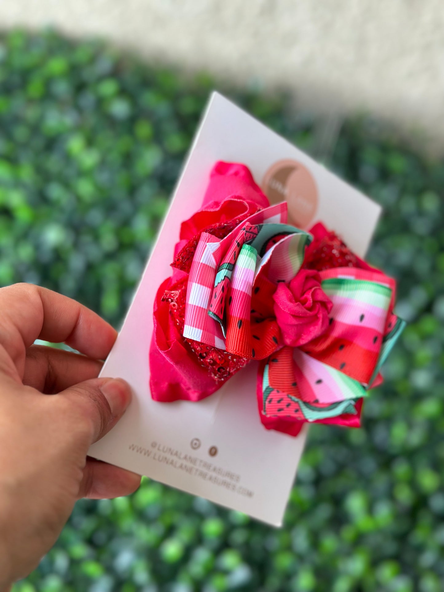 Watermelon Ruffle Bow