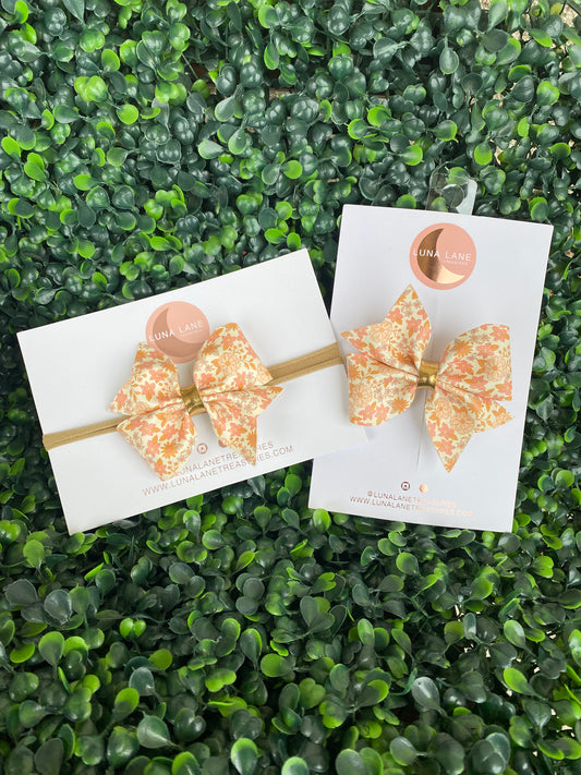 Peach Spring Floral Hair Bow